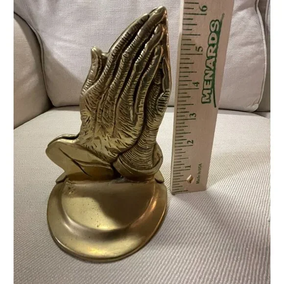 Vintage Brass Praying Hands Book Ends Used MCM - Picture 8 of 16